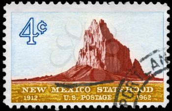 Royalty Free Photo of 1962 US Stamp Shows the Shiprock, New Mexico Statehood, 50th Anniversary