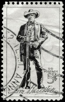 Royalty Free Photo of 1963 US Stamp Shows Sam Houston Portrait (1793-1863), Soldier, President of Texas, Senator