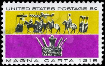 Royalty Free Photo of 1965 US Stamp Devoted to 750th Anniversary of the Magna Carta, the Basis of English and American Common Law