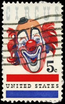 Royalty Free Photo of 1966 US Stamp Shows the Clown, American Circus
