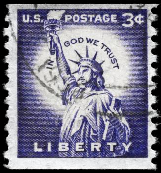 Royalty Free Photo of 1966 US Stamp Shows the Statue of Liberty