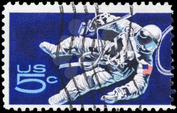 Royalty Free Photo of 1967 US Stamp Shows a Space-Walking Astronaut, Space Accomplishments Issue