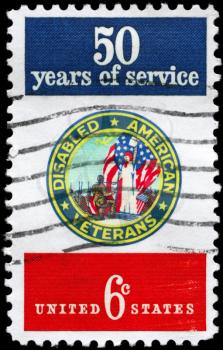 Royalty Free Photo of 1970 US Stamp Devoted to 50th Anniversary of the Disabled Veterans of America Organization