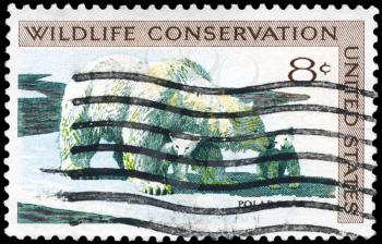 Royalty Free Photo of 1971 US Stamp Shows the Polar Bear and Cubs, Wildlife Conservation