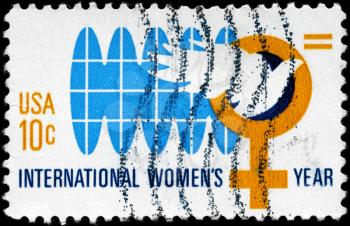 Royalty Free Photo of 1975 US Stamp Devoted to Worldwide Equality for Women