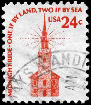Royalty Free Photo of 1975 US Stamp Shows Old North Church, Boston, Americana