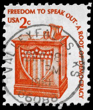 Royalty Free Photo of 1975 US Stamp Shows the Speaker's Stand
