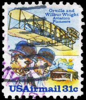 Royalty Free Photo of 1978 US Stamp Shows a Wright Brothers, Flyer A and Shed