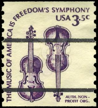 Royalty Free Photo of 1980 US Stamp of hows the Weaver Violins, Americana Type