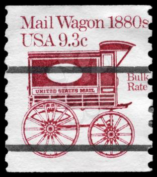 Royalty Free Photo of 1981 US Stamp Shows the Mail Wagon, Transportation 