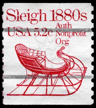 Royalty Free Photo of 1981 US Stamp Shows a Sleigh, Transportation