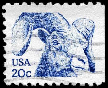 Royalty Free Photo of 1982 US Stamp With the Head of a Bighorn