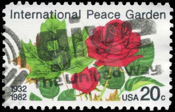 Royalty Free Photo of 1982 US Stamp Show Roses, International Peace Garden