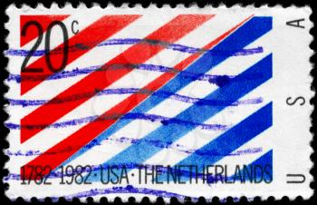 Royalty Free Photo of 1982 US Stamp Devoted to 200th Anniversary of Diplomatic Recognition by the Netherlands