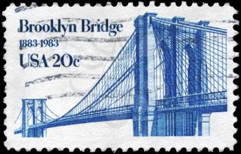 Royalty Free Photo of 1983 US Stamp Shows Brooklyn Bridge