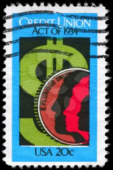 Royalty Free Photo of 1984 US Stamp Devoted to 50th Anniversary of Credit Union Act