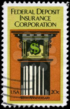 Royalty Free Photo of 1984 US Stamp Devoted to Federal Deposit Insurance Corporation, 50th Anniversary