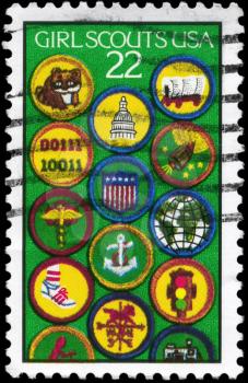 Royalty Free Photo of 1987 US Stamp Devoted to Girl Scouts, 75th Anniversary