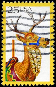 Royalty Free Photo of 1988 US Stamp Shows the Deer, Carousel Animals, Folk Art