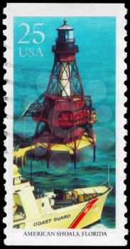 Royalty Free Photo of 1990 US Stamp Shows American Shoals, Florida, Lighthouses
