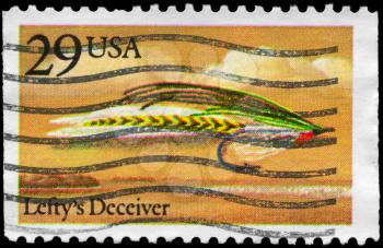 Royalty Free Photo of 1991 US Stamp Shows the Lefty's Deceiver Fly, Fishing Flies