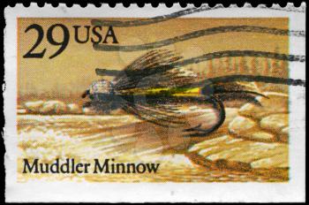 Royalty Free Photo of 1991 US Stamp Shows the Muddler Minnow Fly, Fishing Flies