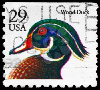 Royalty Free Photo of 1991 US Stamp Shows the Wood Duck, Booklet Stamps