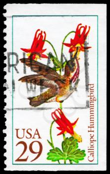 Royalty Free Photo of 1992 US Stamp Shows the Calliope Hummingbird