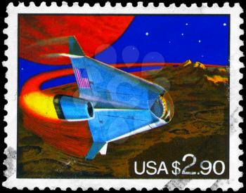 Royalty Free Photo of 1993 US Stamp Shows the Futuristic Space Shuttle