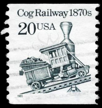 Royalty Free Photo of 1995 US Stamp Shows the Cog Railway, Transportation
