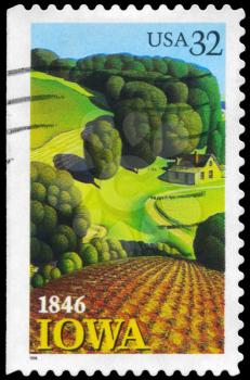 Royalty Free Photo of 1996 US Stamp Shows the Young Corn, by Grant Wood (1891-1942), Iowa Statehood, 150th Anniversary