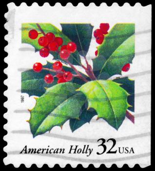 Royalty Free Photo of 1997 US Stamp Shows the American Holly
