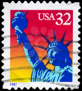 Royalty Free Photo of 1997 US Stamp Shows the Statue of Liberty