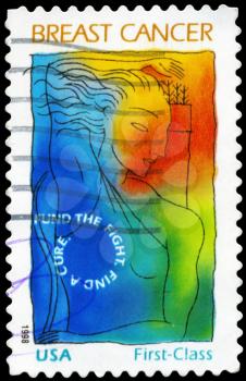Royalty Free Photo of 1998 US Stamp Shows a Woman, Breast Cancer Research Issue