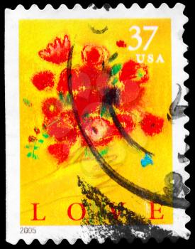Royalty Free Photo of 2005 US Stamp Shows the Hand and Flower Bouquet
