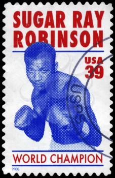 Royalty Free Photo of 2006 US Stamp Shows a Sugar Ray Robinson (1921-89), Boxer