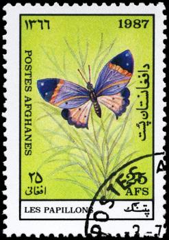 AFGHANISTAN - CIRCA 1987: A Stamp printed in AFGHANISTAN shows image of a Butterfly, series, circa 1987