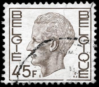 BELGIUM - CIRCA 1980: A Stamp printed in BELGIUM shows the portrait of a Baudouin I (1930-1993) reigned as King of the Belgians, series, circa 1980