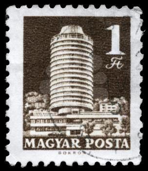 HUNGARY - CIRCA 1969: A Stamp printed in HUNGARY shows the Hotel Budapest, circa 1969