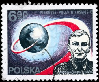 POLAND - CIRCA 1978: A Stamp printed in POLAND devoted to the first polish cosmonaut M. Hermaszewski, series, circa 1978