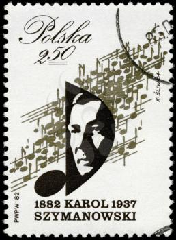 POLAND - CIRCA 1982: A Stamp printed in POLAND shows the portrait of a Karol Szymanowski (1882-1937), Composer, circa 1982