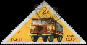 USSR - CIRCA 1971: A Stamp printed in USSR shows the Car GAZ-66 from the series Soviet Cars, circa 1971