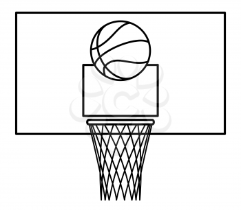 Illustration of the contour basketball ball and backboard