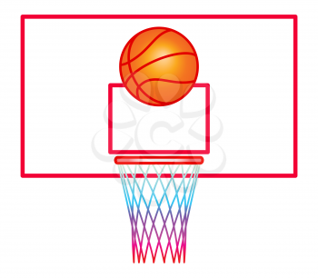 Illustration of the basketball ball and backboard
