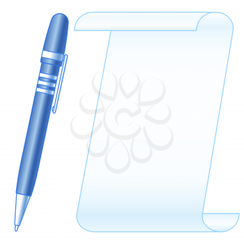 Illustration of the paper sheet and ballpoint pen