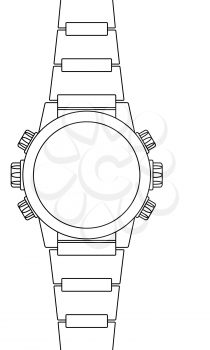 Illustration of the abstract contour wrist watch
