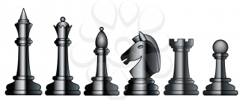 Illustration of the abstract chess black pieces set
