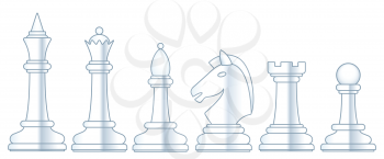 Illustration of the abstract chess white pieces set