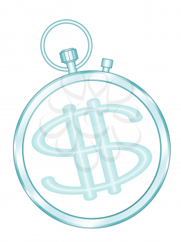 Illustration of the concept dollar money symbol and stopwatch