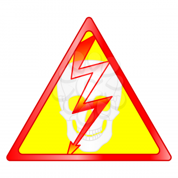 Illustration of the abstract hazard symbol with lightning and skull
